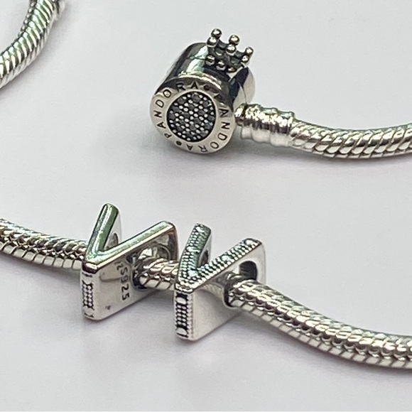 Sterling Silver Letter V Charm - Picture 7 of 8